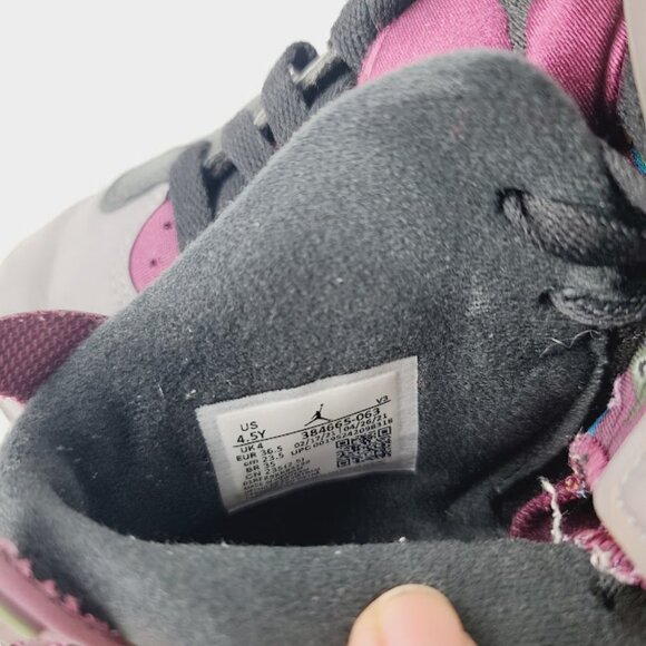 Jordan Girl's Black Purple 6 Retro GS Bordeaux 384665-063 Mid-Top Sneaker Sz 4.5 - Picture 8 of 9